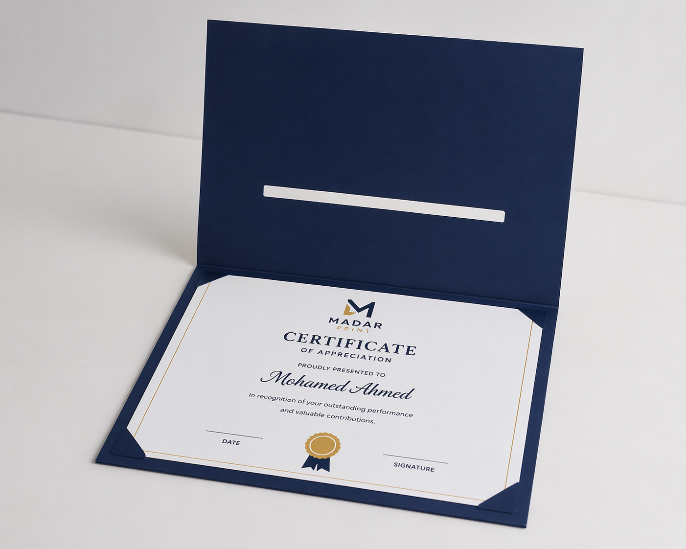 Premium مخصص Certificate Holder مع Die-Cut Name Viewing Window