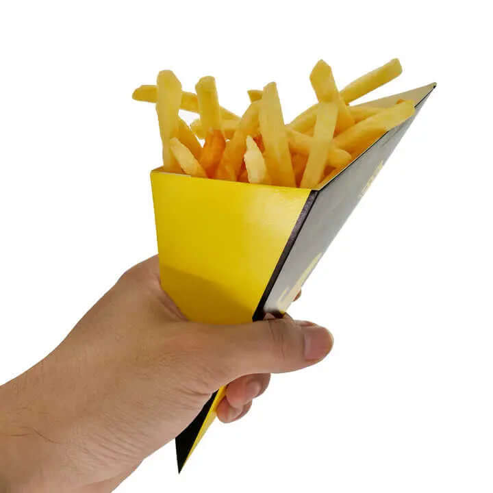 كوب قمع ورق مقوى للبطاطس والمقرمشات والفشار طباعة حسب الطلب باللوغو
مقاس حسب الطلب طباعة خارجيةمادة عازلة داخلية تمنع البقع والسوائل