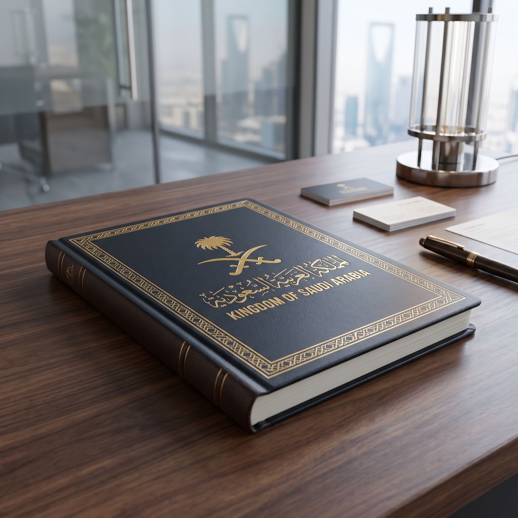 Laser engraved مخصص corporate agendas on elegant مكتب خشبي in حديث office setting