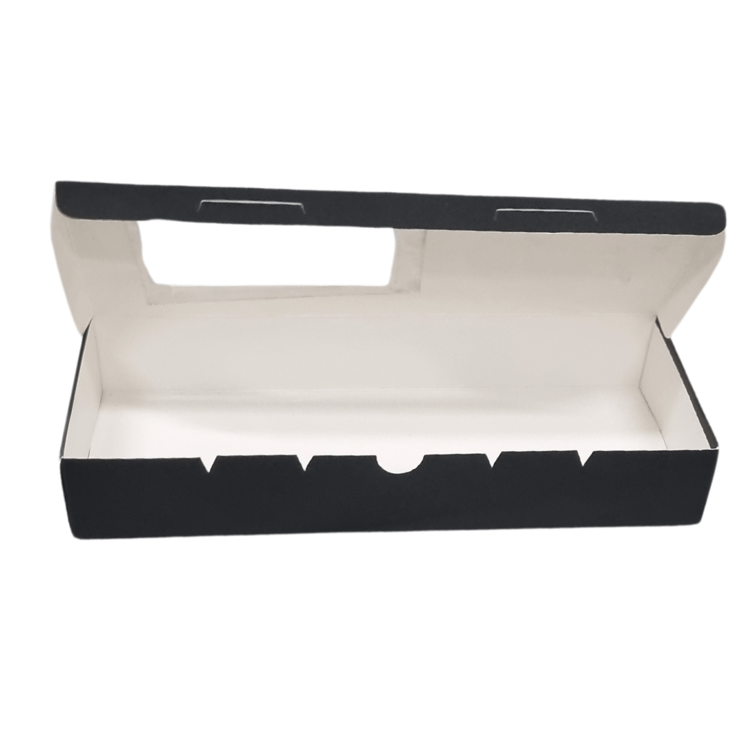 مواصفات العلبة :
بوكس بطول 27.5 سم عرض 11سم ارتفاع 5 سم مع نافذة شفافة، طباعة بتصميم العميل
يصلح للحلا ووجبات الطعام
طباعة حسب الطلب باللوغو الخاص بالعلامة التجارية
الطباعة:
يمكنكم طلب طباعة خارجية فقط (يكون داخل البوكس أبيض) أو داخلية وخارجية
السولوفان:
السولوفان هو طبقة نايلون عازلة تفيد في 1- يمنح المتانة للعلبة
2- يعزل الزيوت والسوائل عن الورق
3- يمنع الطباعة من الاختلاط بالمواد الغذائية
لكم حرية الاختيار بإضافة سولوفان خارجي فقط أم داخلي فقط أم على الجانبين داخلي وخارجي
العلبة في الصور بطباعة خا