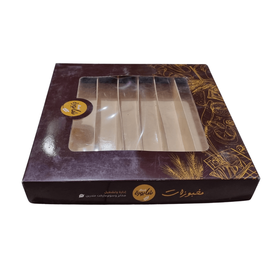 مواصفات البوكس
الطول27 سم العرض 27 سم الارتفاع 4 سم
البوكس مقسم لثماني تقسيمات طولية
يحتوي البوكس على شباك شفاف يمنحه الجمالية وإمكانية رؤية ما بداخل البوكس
البوكس يصلح للحلويات والمخبوزات والعديد من الاستعمالات الأخرى التي يتناسب مقاسها مع حجم البوكس وتفاصيله
الطباعة:
يمكنكم طلب طباعة خارجية فقط أو داخلية وخارجية
السولوفان:
السولوفان هو طبقة نايلون عازلة تفيد في 1- يمنح المتانة للعلبة
2- يعزل الزيوت والسوائل عن الورق
3- يمنع الطباعة من الاختلاط بالمواد الغذائية
لكم حرية الاختيار بإضافة سولوفان