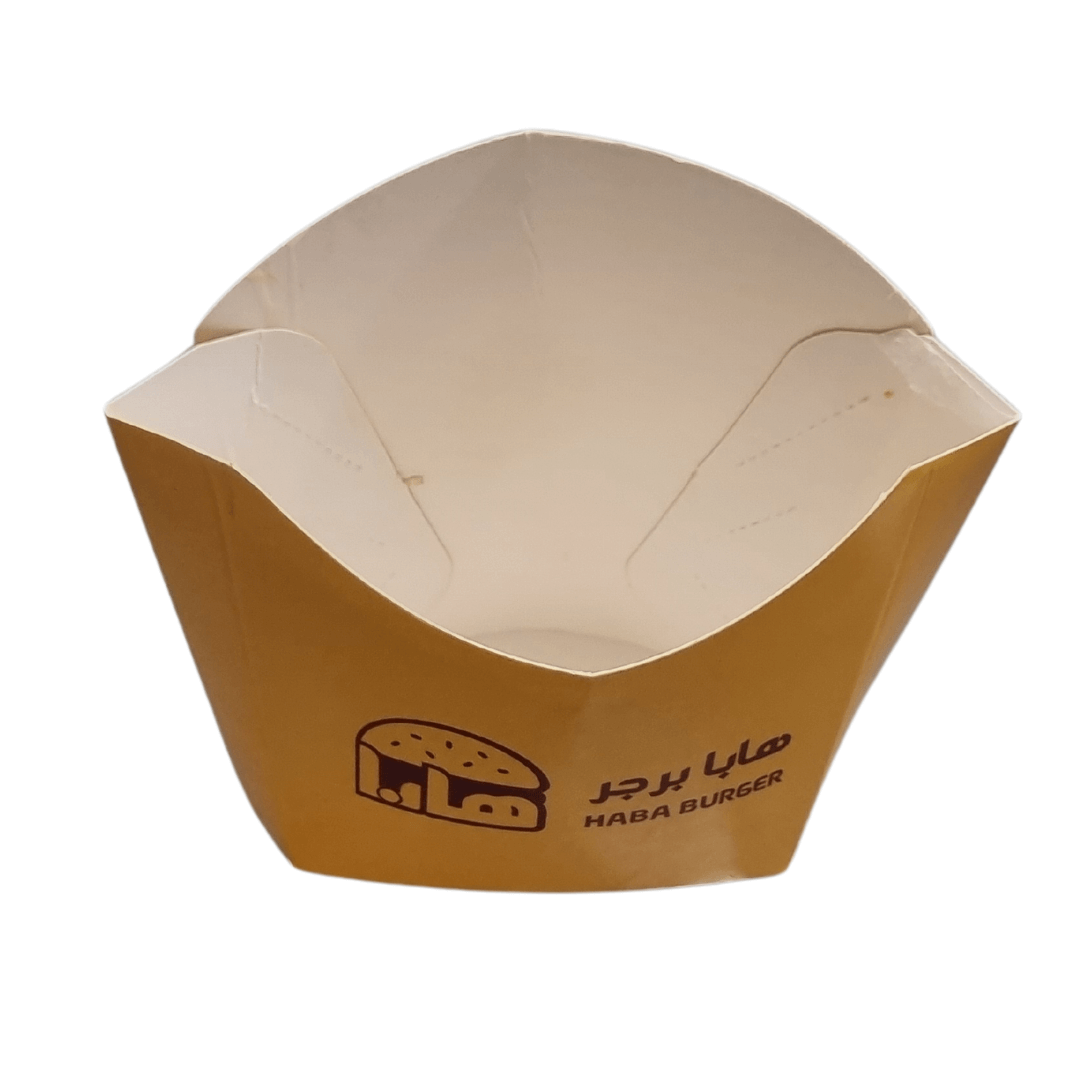 مواصفات العلبة
كوب فرايز مفتوح بسعة 40 جرام
الطباعة:
يمكنكم طلب طباعة خارجية فقط أو داخلية وخارجية
السولوفان:
السولوفان هو طبقة نايلون عازلة تفيد في 1- يمنح المتانة للعلبة
2- يعزل الزيوت والسوائل عن الورق
3- يمنع الطباعة من الاختلاط بالمواد الغذائية
لكم حرية الاختيار بإضافة سولوفان خارجي فقط أم داخلي فقط أم على الجانبين داخلي وخارجي
ملاحظة:
يُفضَّل اختيار السولوفان الداخلي عند اختياركم الطباعة الداخلية من أجل ألا تتلامس الطباعة مع المواد الغذائية بداخل البوكس