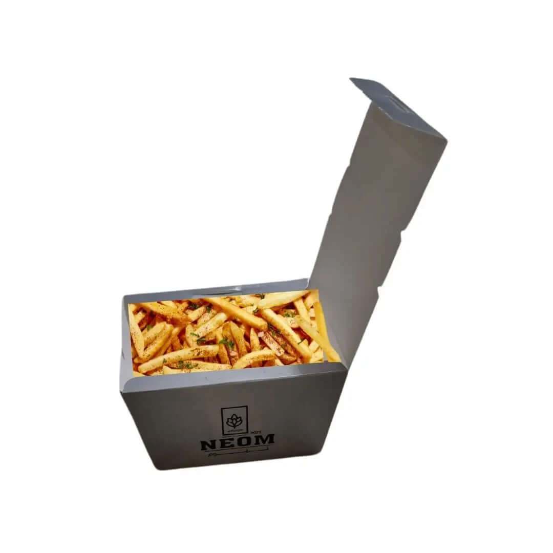 علبة بطاطس وبرغر طباعة حسب الطلب 
تصلح لبرغر صغير وتصلح للبطاطس المقلية