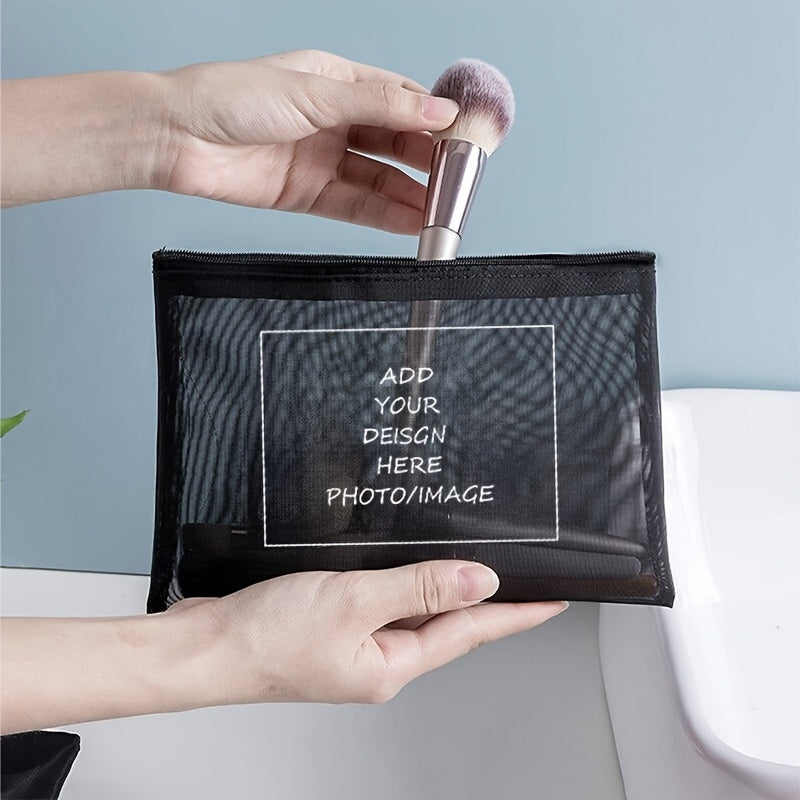 Personalized Specialized Promotional Product – Photo Custom Portable Mesh Small Bag, Makeup Bag, Skincare Bag, – image 1