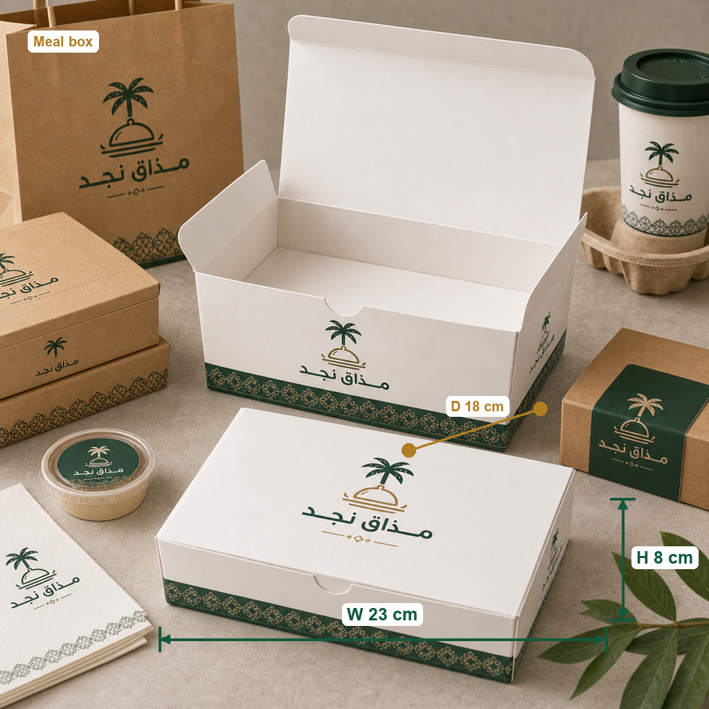 Custom Meal Boxes - Standard with centimeter size annotation