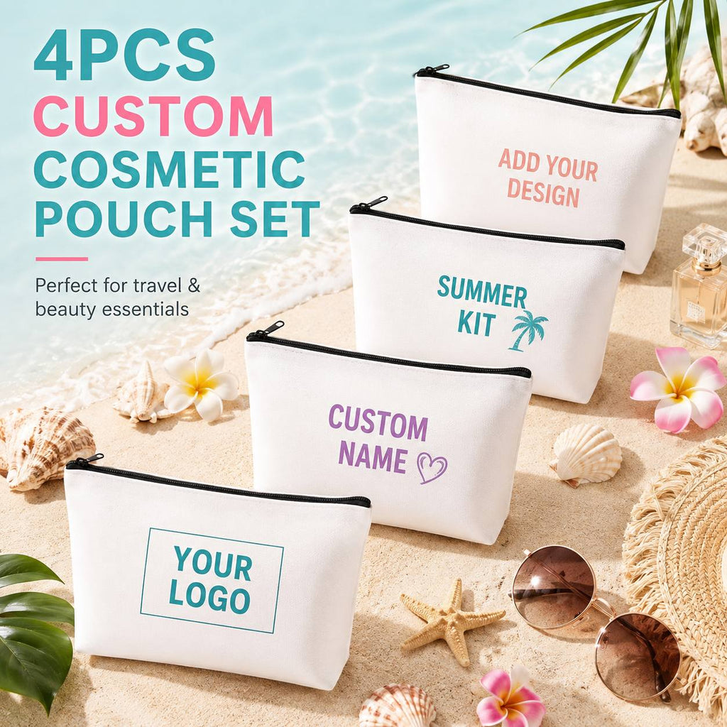 Corporate Custom s White Zipper Makeup Bags - Logo, Toiletry Pouches - Multifunctional Office – Client – image 2