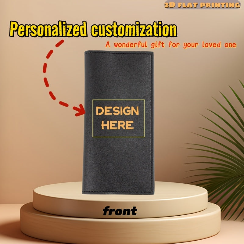 Brand-Forward Long Wallet for Men Custom Photo Image Logo Name Text Bifold Checkbook Wallet – Business – image 1