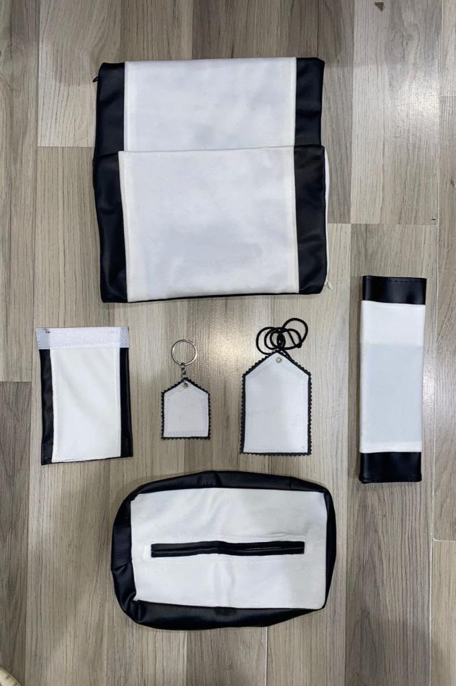 Car accessories, white velvet middle, plain black leather edges — product image 1