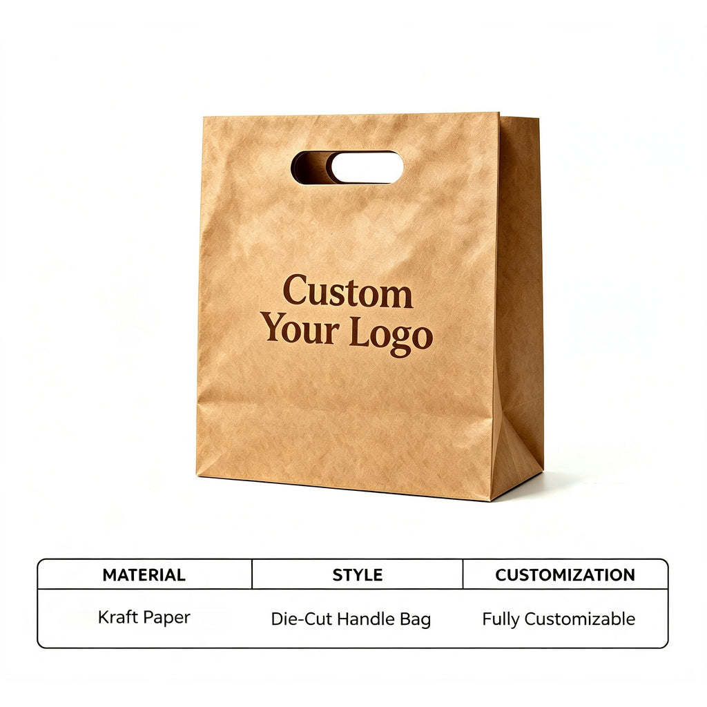 Printable Kraft Paper Gift Bags, Die-Cut Hole Handle Custom Logo Paper Sacks | Business-Ready Packaging & – image 3