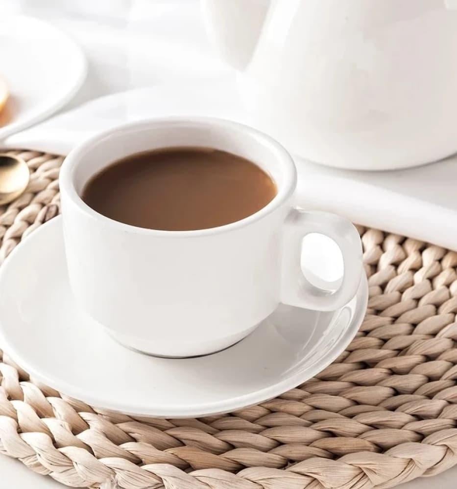 White cup and saucer printed on watercolor paper — product image 2