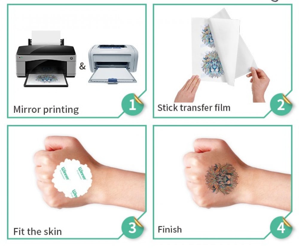 Golden temporary tattoo for laser printers, 5 sheets — product image 2