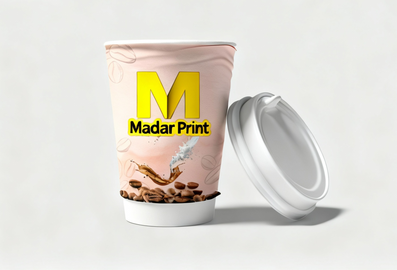 أكواب ورقية 12 أونصة مع أو بدون أغطية الأغطية أسود أبيض شفاف، طباعة بتصميم العميل