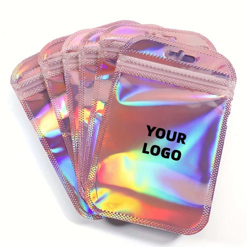 Personalized Packaging & Label – Pink Laser Iridescent Small Gift Bags, Gift Wrapping Bags, Small Jewelry – image 1