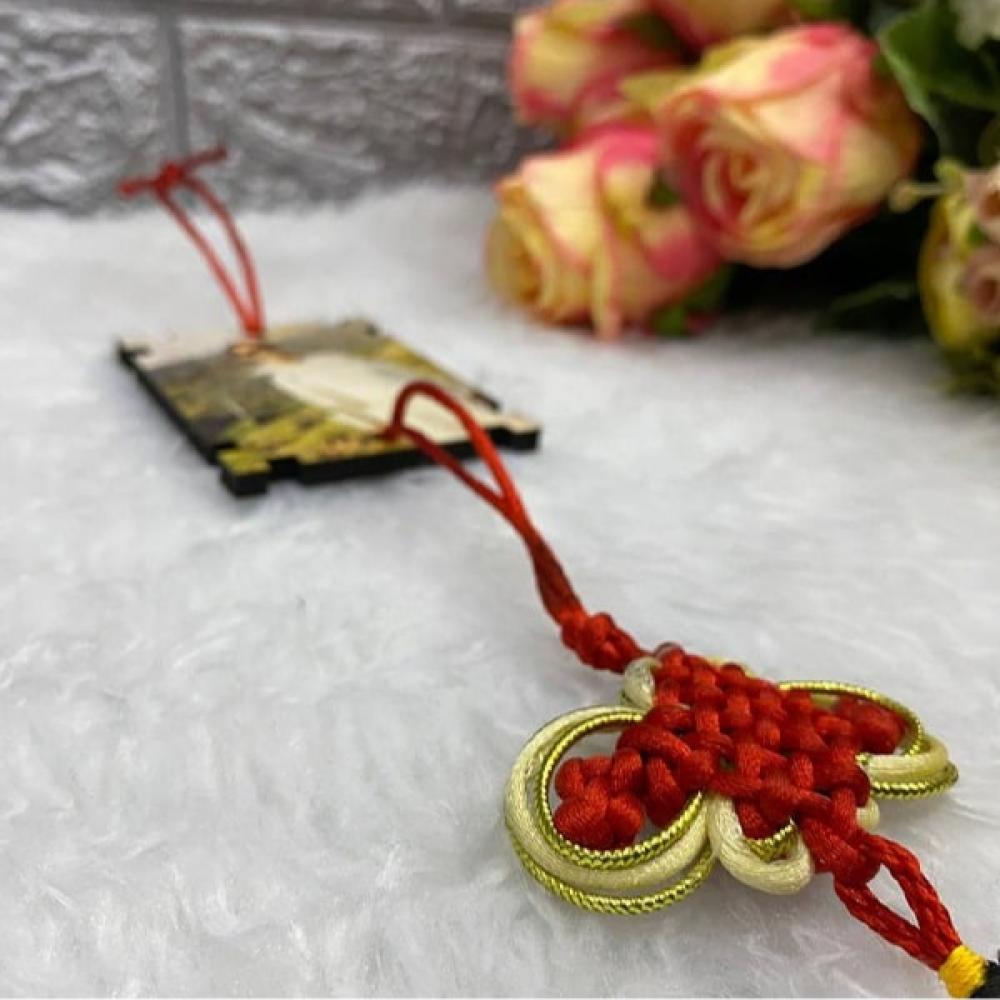 Sublimation car wooden mirror pendant with plain tassel — product image 3