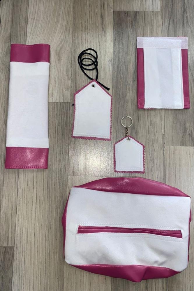 Car accessories, white velvet middle, plain pink leather edges — product image 1