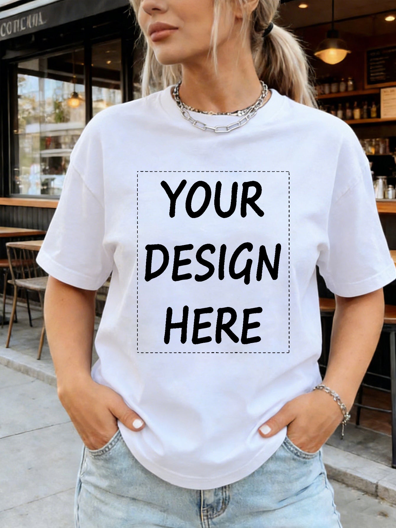 Logo-Ready Logo Apparel – Round-neck Spring/summer T-shirt for Women with Your Favorite Photo or – image 3
