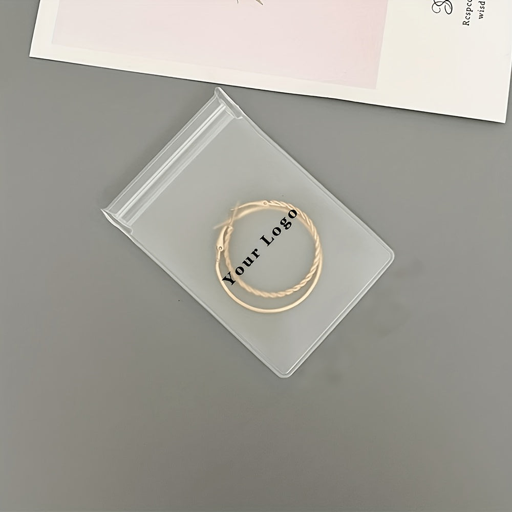 Custom Jewelry Zipper Bags, Transparent Plastic Storage Envelopes, Frosted | Business-Ready Packaging & – image 1