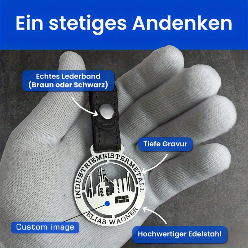 Custom Stainless Steel Pendant Keychain | Patterns And Text | Black And Brown | Business-Ready Custom – image 3