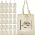 1/20pcs tote bag-reusable durable polyester shopping bag with text/logo, open | Business-Ready Branded – image 1