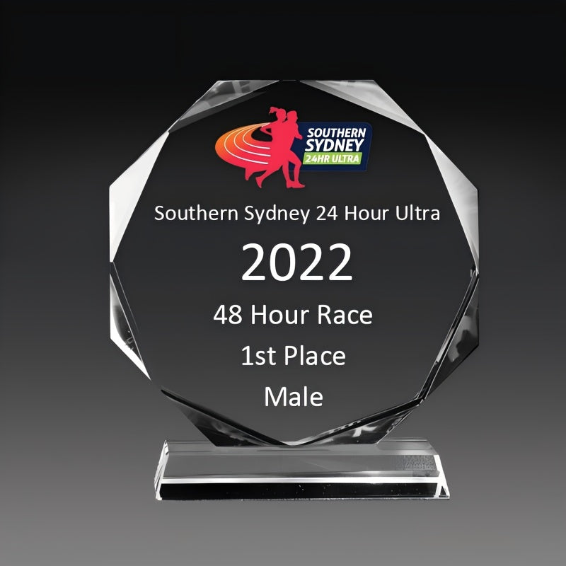 Logo-Ready Corporate Award – Elegant Custom Octagonal Glass Trophy with Text, Image, Or – image 2