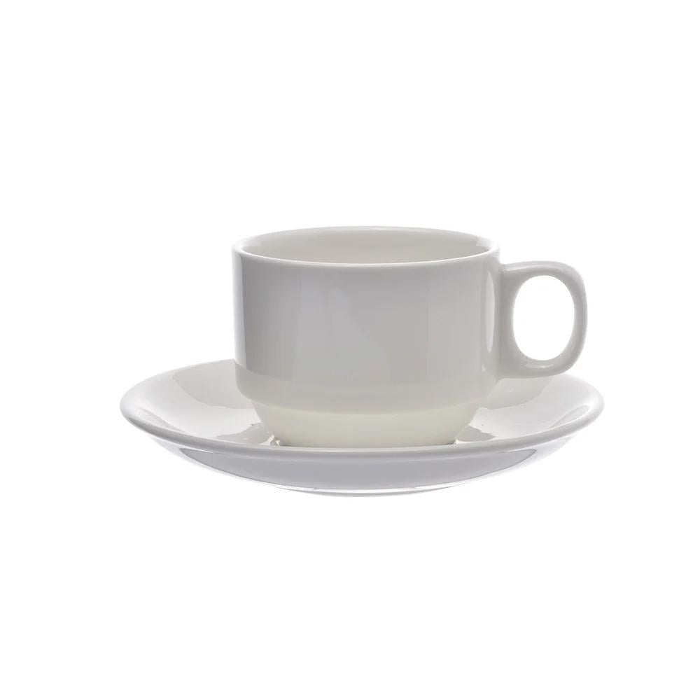 White cup and saucer printed on watercolor paper — product image 1