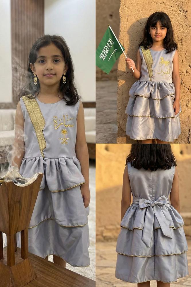 Girls' gray embellished Ramadan dress with a modern and traditional design for the year 2026 — product image 3