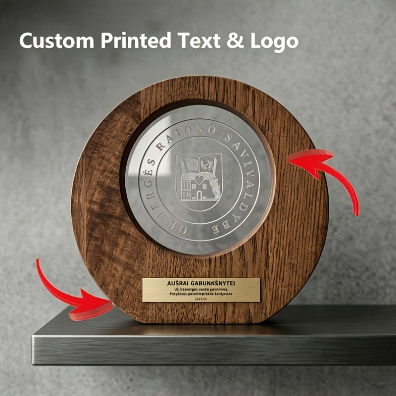 Custom-Printed Corporate Award – Custom VU Printed Wooden Plaque/Trophy, with Logo And Custom Element – image 1