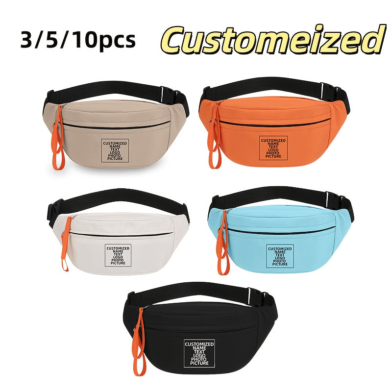 [3/5/10pcs] with Text/pictures/logo, Stylish and Simple Multi-piece Waist Bag- | Made-to-Order Branded – image 1
