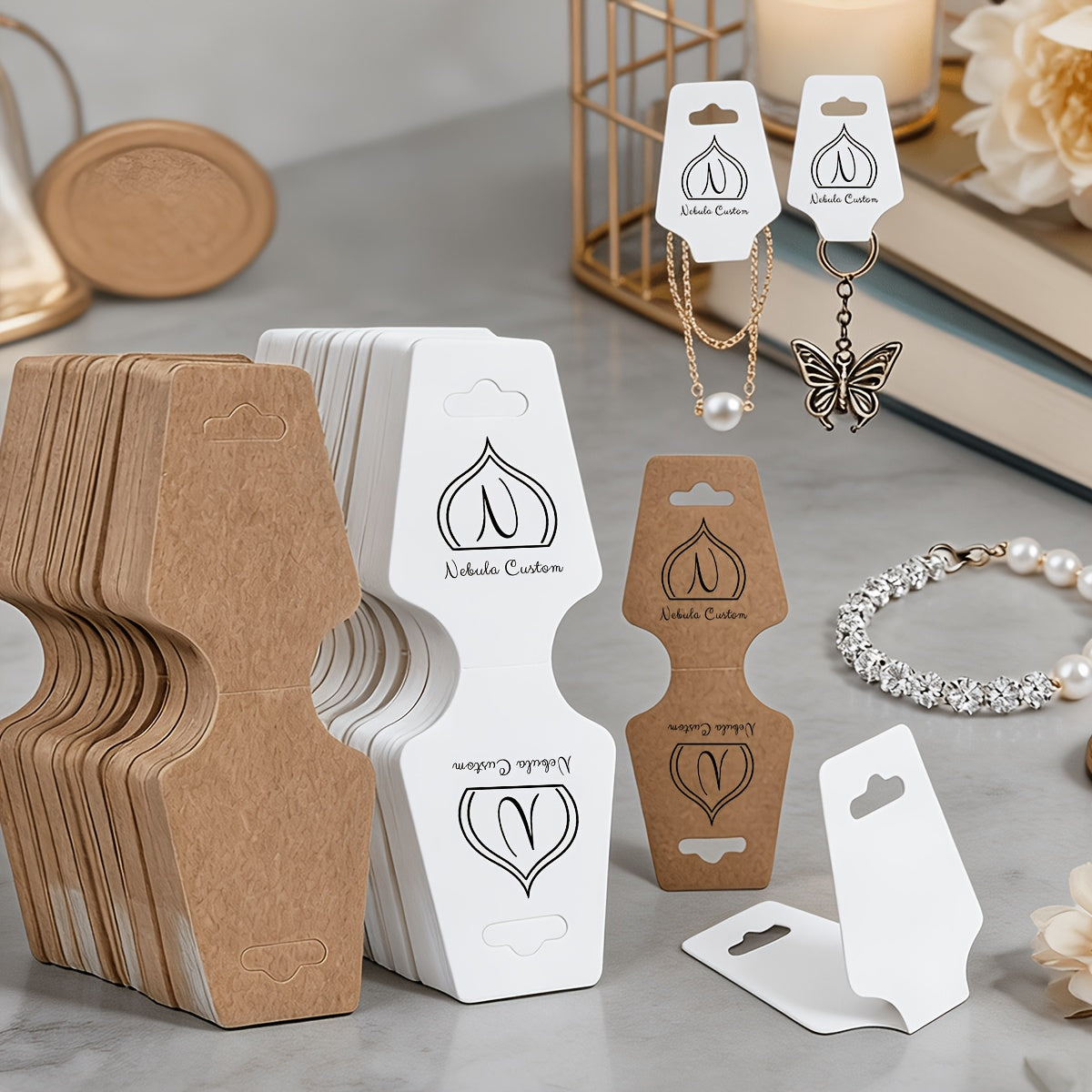 48/96pcs Custom Jewelry Display Cards with Logo and Text, Personalized Paper Jewelry Display Tags. These Premium… - image 2