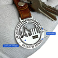 Custom Stainless Steel Pendant Keychain | Patterns And Text | Black And Brown | Business-Ready Custom – image 1