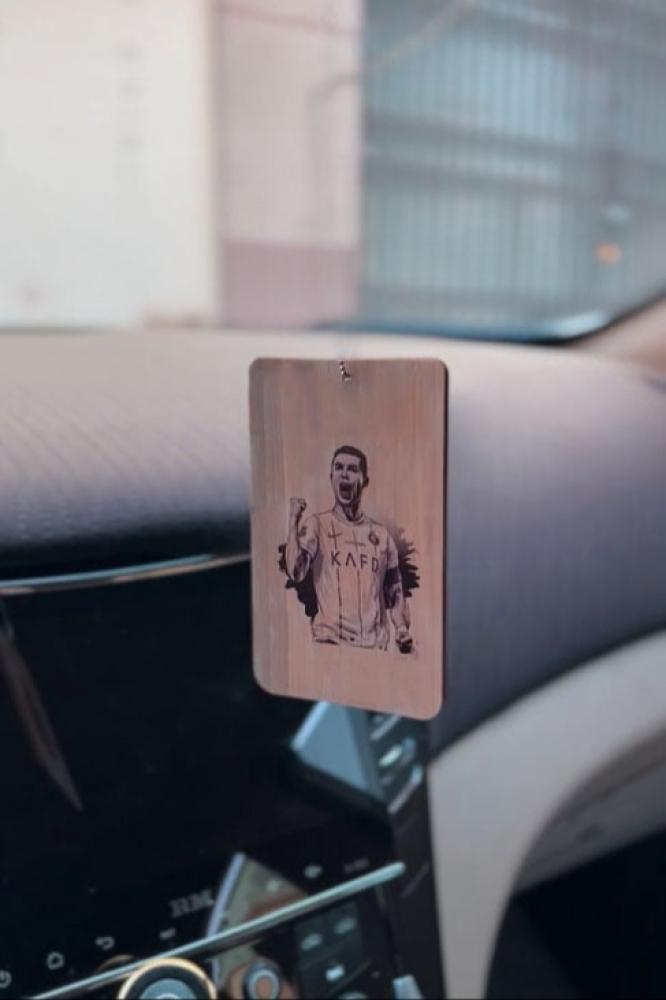 Blank wooden car mirror hanger with sublimation printing, two sides — product image 3