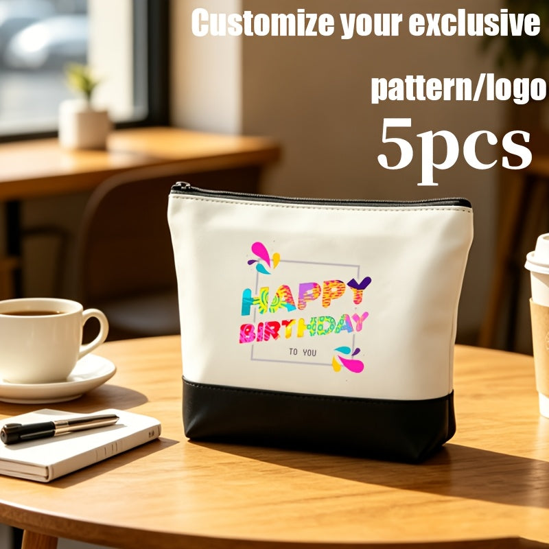 Personalized Branded Bag – Toiletry Bag 5pcs Pattern Black And White Toiletry Bag, Cosmetic Bag, – image 3