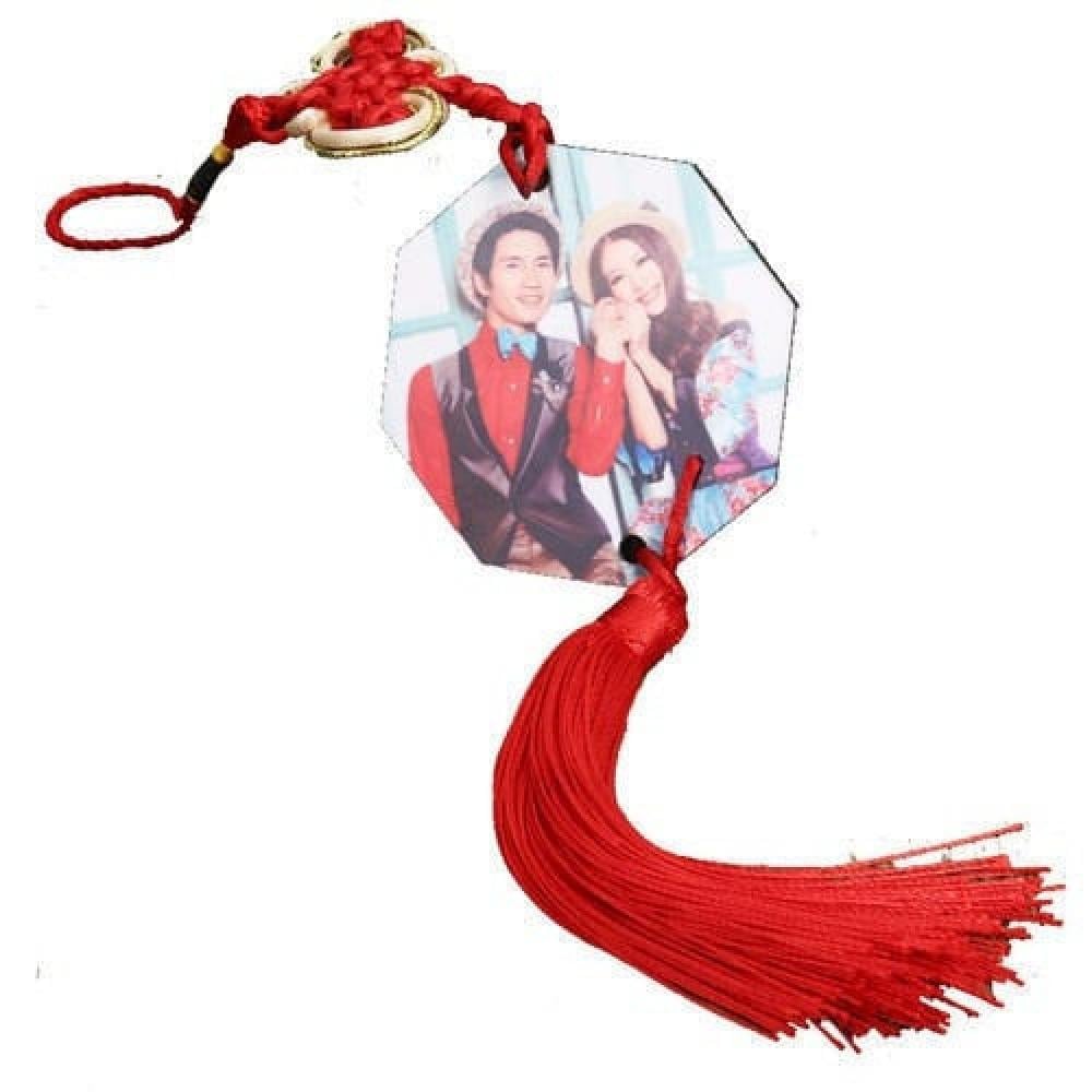 Sublimation car wooden mirror pendant with plain tassel — product image 3