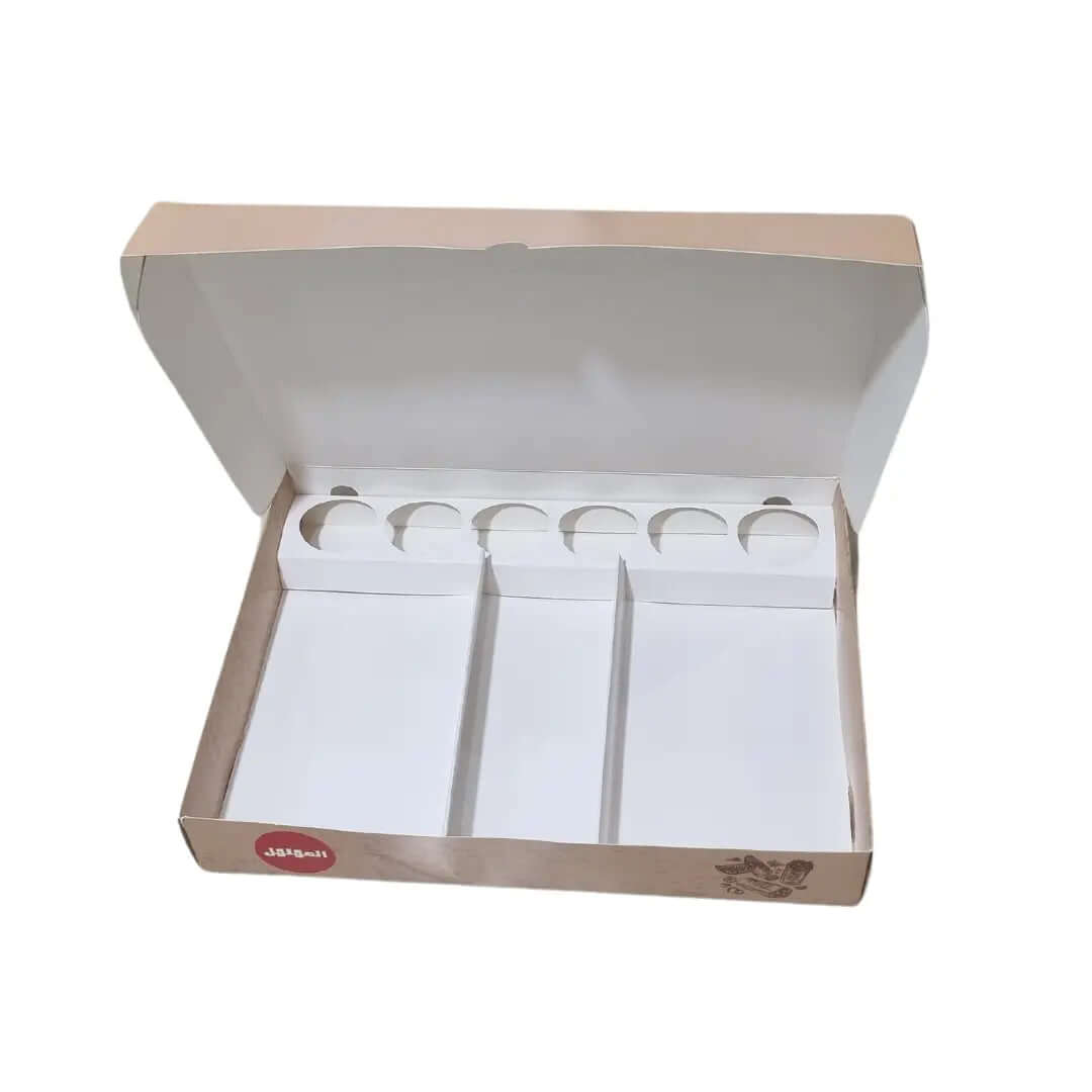 بوكس 6 صاروخ شاورما مع مقسم صوصات طباعة بشعار العميل