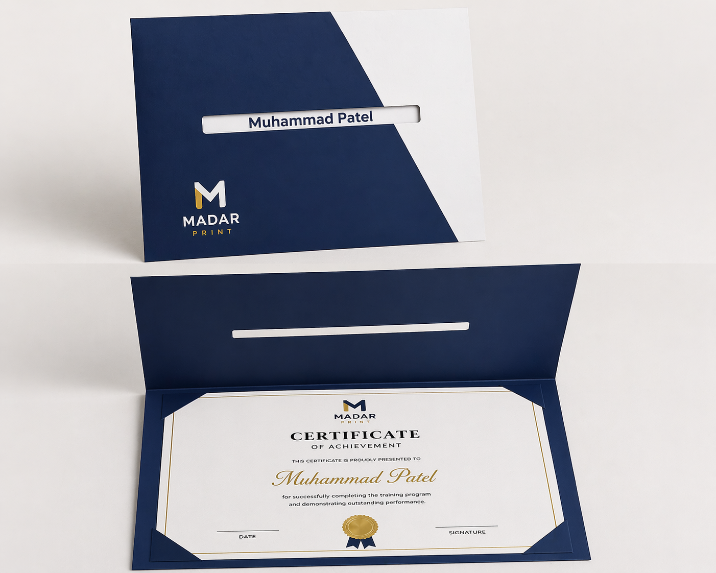 Premium مخصص Certificate Holder مع Die-Cut Name Viewing Window