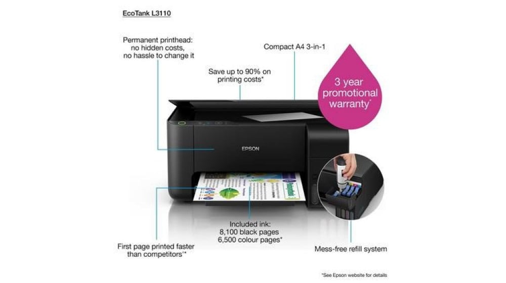 Epson L3250 4-colour sublimation printer — product image 6