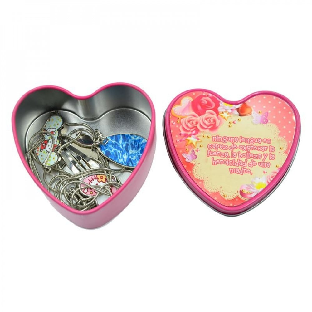 Heart-shaped metal box, sublimation pink color — product image 2
