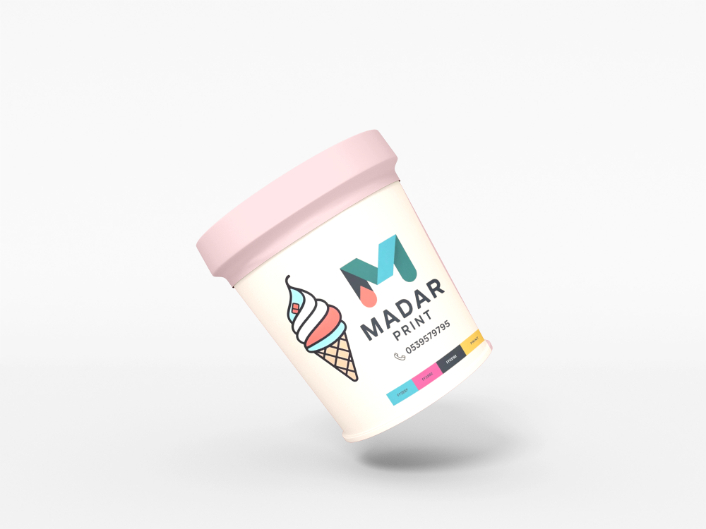 عبوات طعام فاخرة للاستخدام مرة واحدة تحمل علامة تجارية مخصصة، أكواب مناسبة للآيس كريم والبودينغ والاندومي (النودلز)