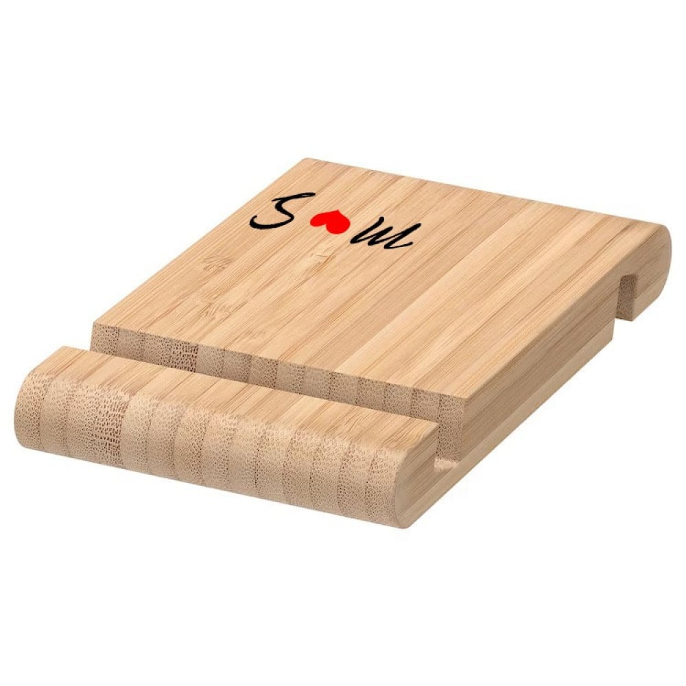 Wooden mobile phone stand with vinyl or thermal surface printing — product image 4