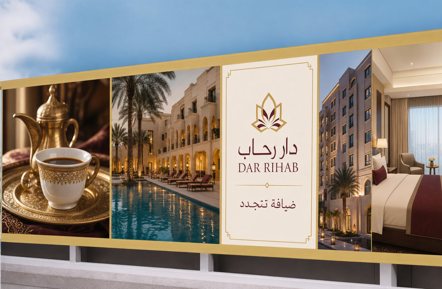 Custom DAR RIHAB gold hospitality and hotel project hoarding