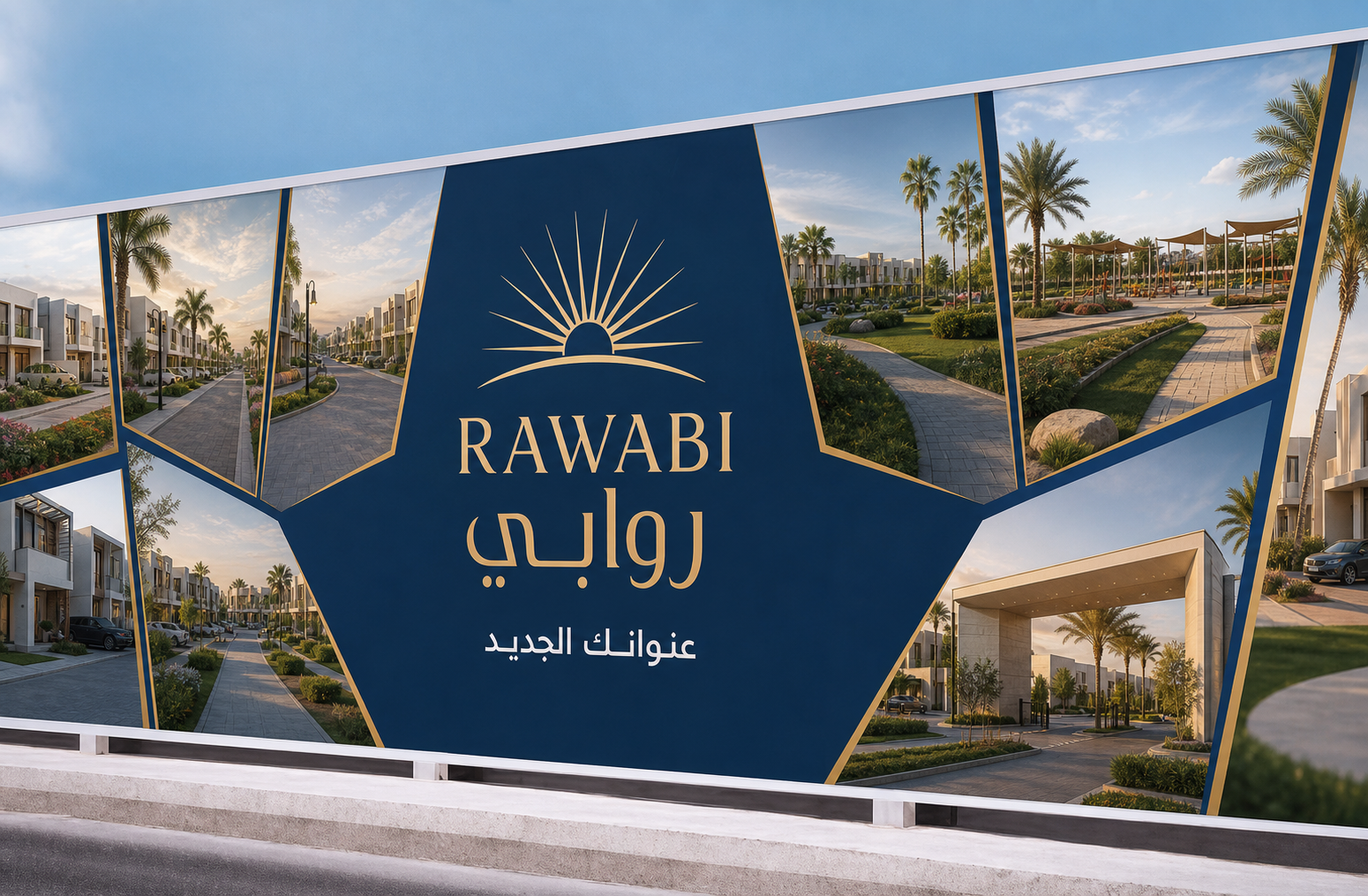 Custom RAWABI residential community sales and perimeter hoarding