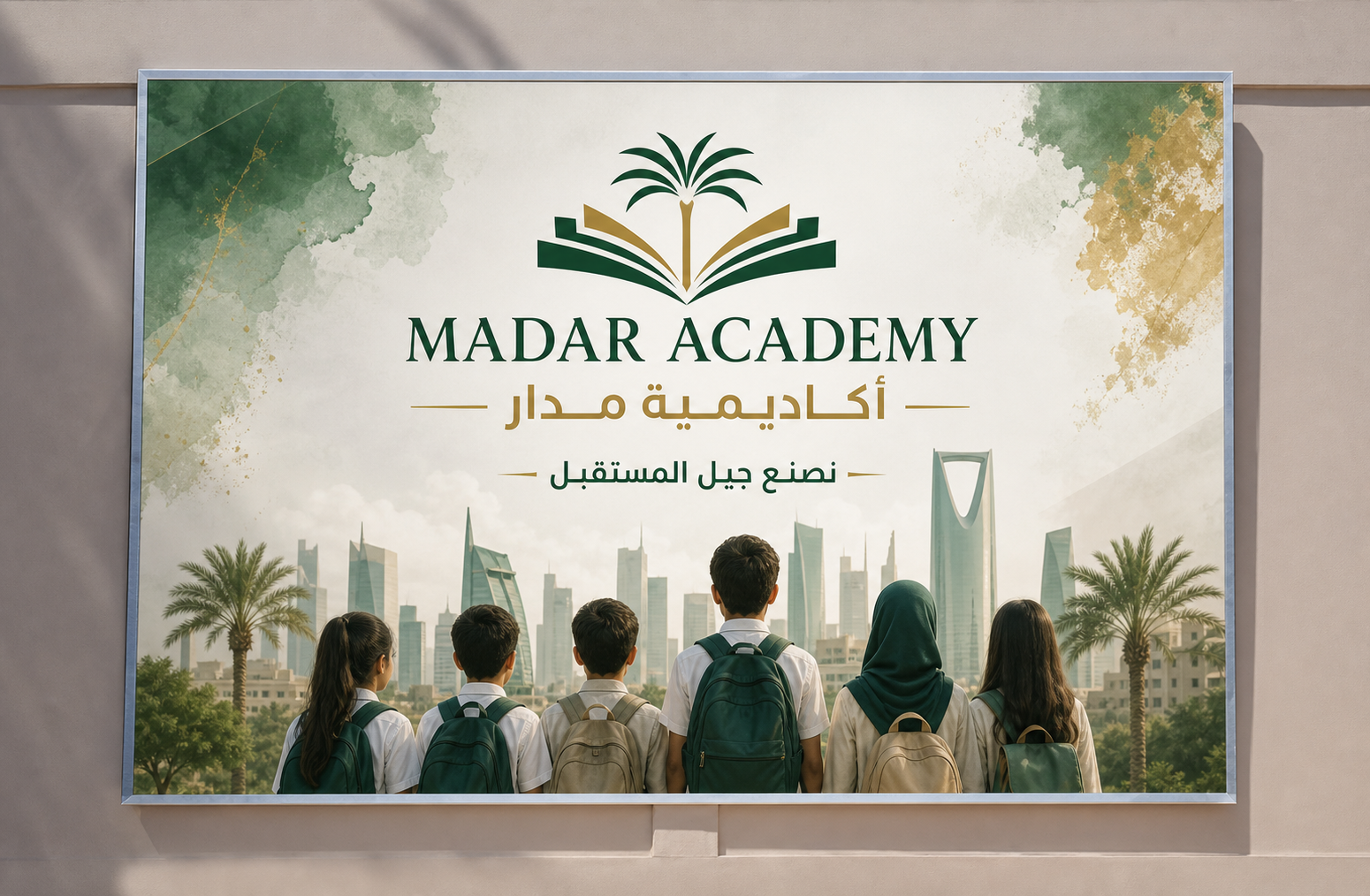 Custom MADAR ACADEMY school and institutional framed banner sign