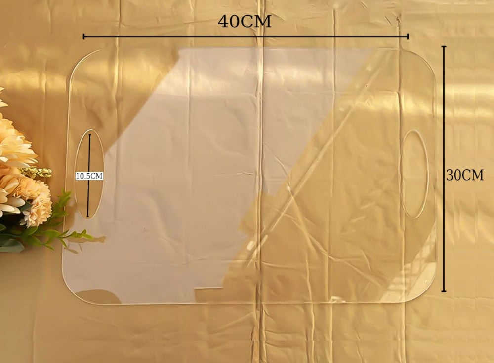 Luxury transparent acrylic serving tray with handles - size 30x40 cm — product image 2