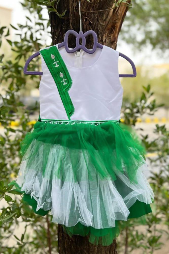 Green and white patriotic fluffy dress with a royal design for Foundation Day 2026 — product image 5