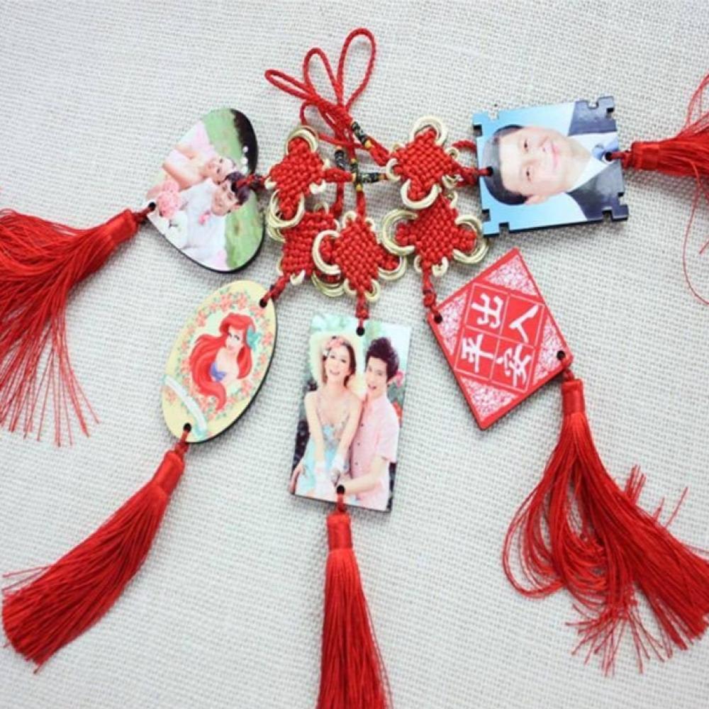 Sublimation car wooden mirror pendant with plain tassel — product image 4