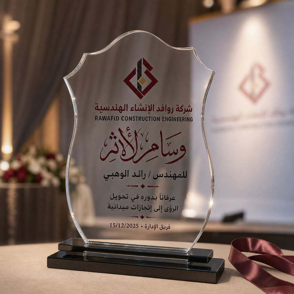 درع كريستالي في مشهد تكريم مؤسسي