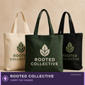ROOTED COLLECTIVE printed on custom product — CARRY THE CHANGE