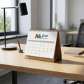 مشهد واقعي لـ مخصص desk calendars on a أنيق office desk مع natural daylight تُبرز the product's clean edges in a احترافي setting.