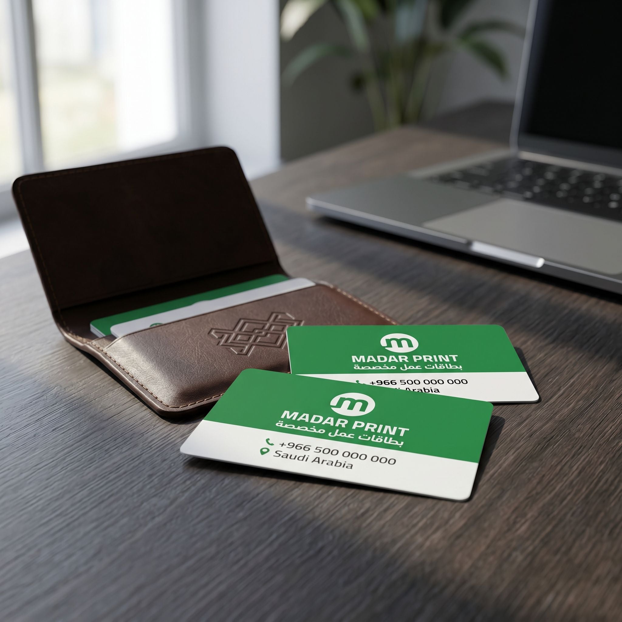 لقطة مقرّبة لـ a vibrant ألوان كاملة مخصص ID card from مدار برنت on a أنيق business card حامل, تُبرز quality و design in a احترافي setting.
