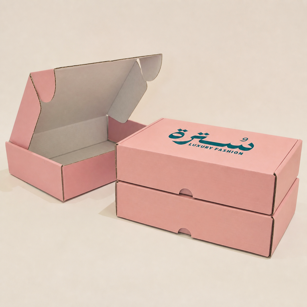 Custom Pink Corrugated Shipping Box 27x18x6.5 cm With 1 color Logo — alternate functional view